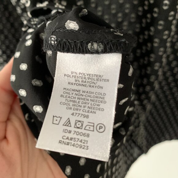 LOFT | Blouse size Small sheer black white textured dot ruffle ¾ sleeve - Picture 7 of 9
